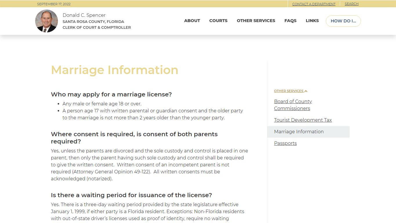 Marriage Information - Santa Rosa County, FL Clerk of Court & Comptroller